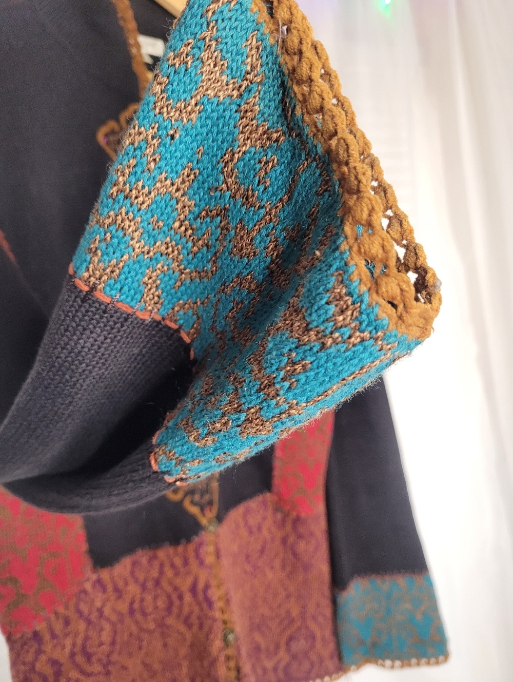 Whimsigoth Eclectic Folk Witchy Cardigan Large Ramie Cotton Filigree Buttons - Picture 5 of 13